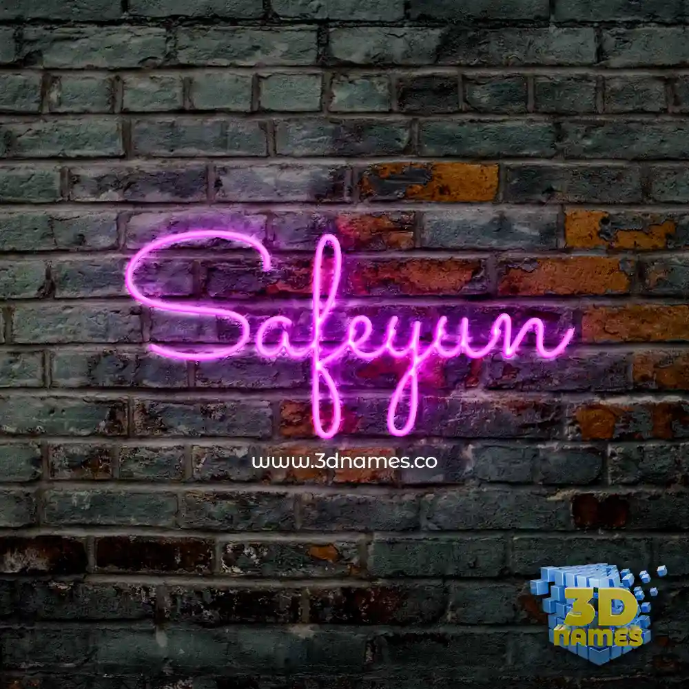 safeyun in Pink Neon style - 3D name wallpaper
