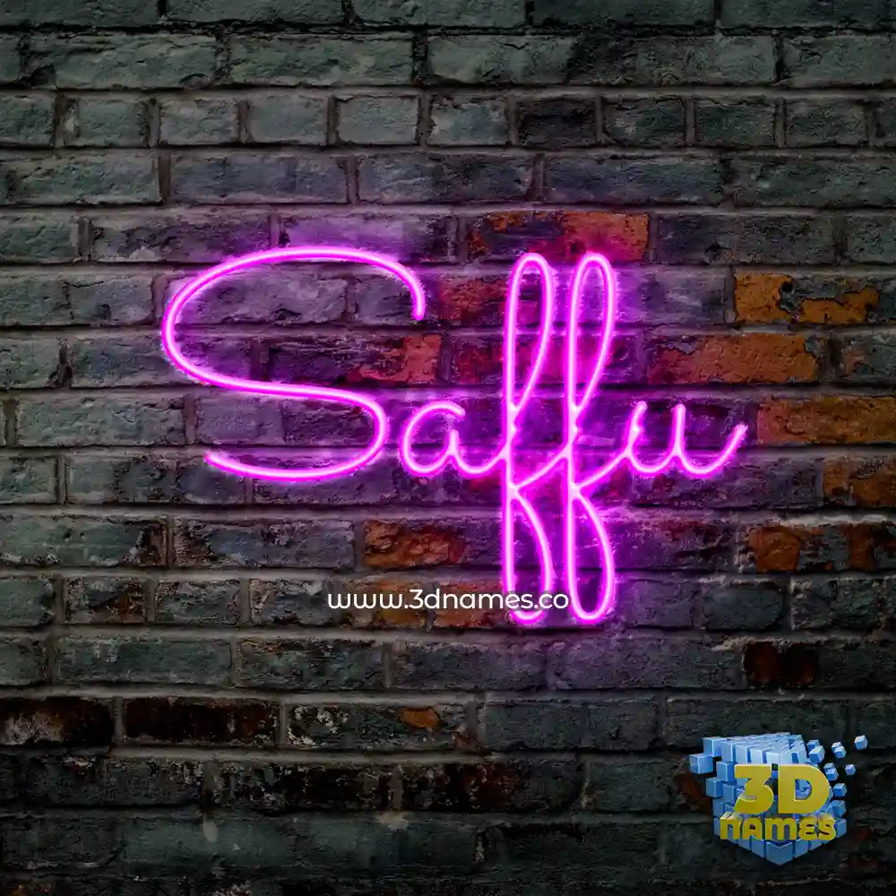 saffu in Pink Neon style - 3D name wallpaper