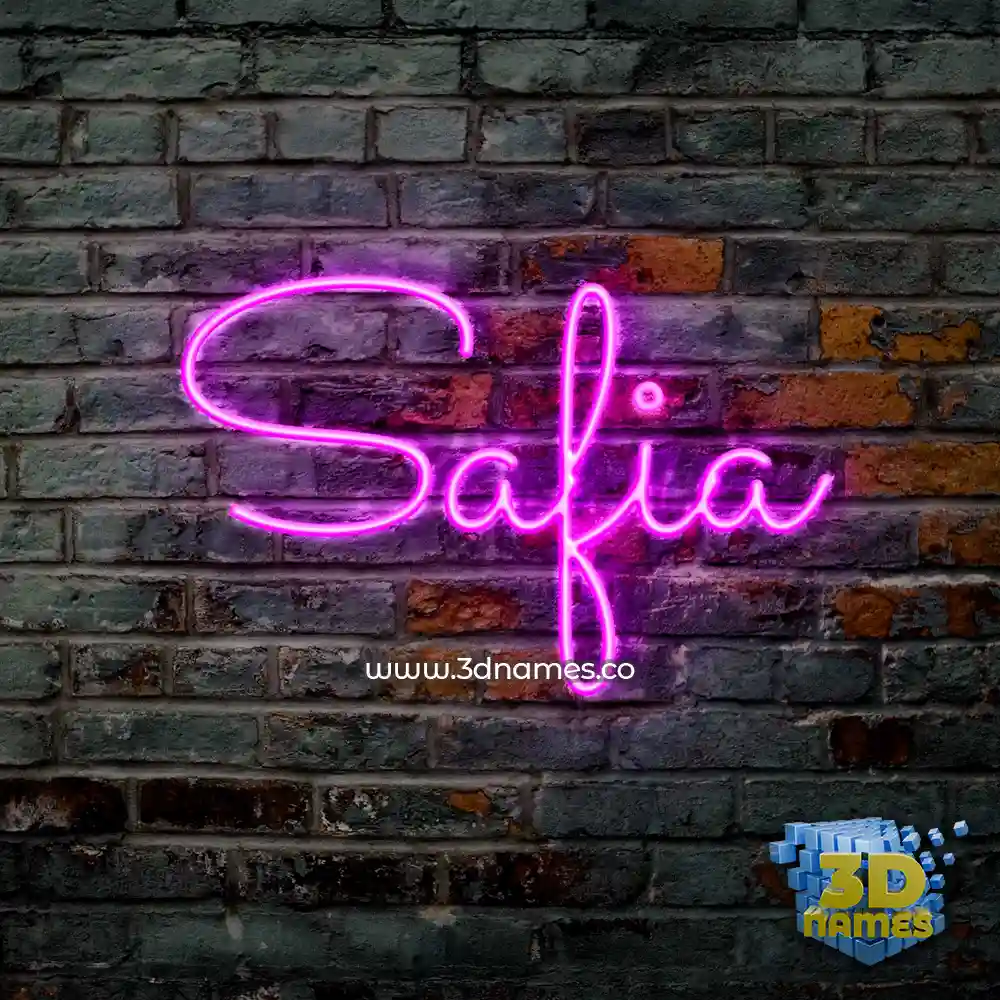 safia in Pink Neon style - 3D name wallpaper