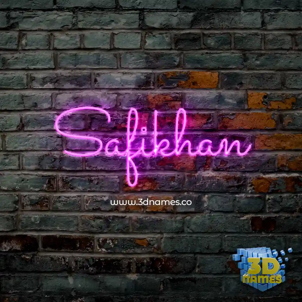 safikhan in Pink Neon style - 3D name wallpaper