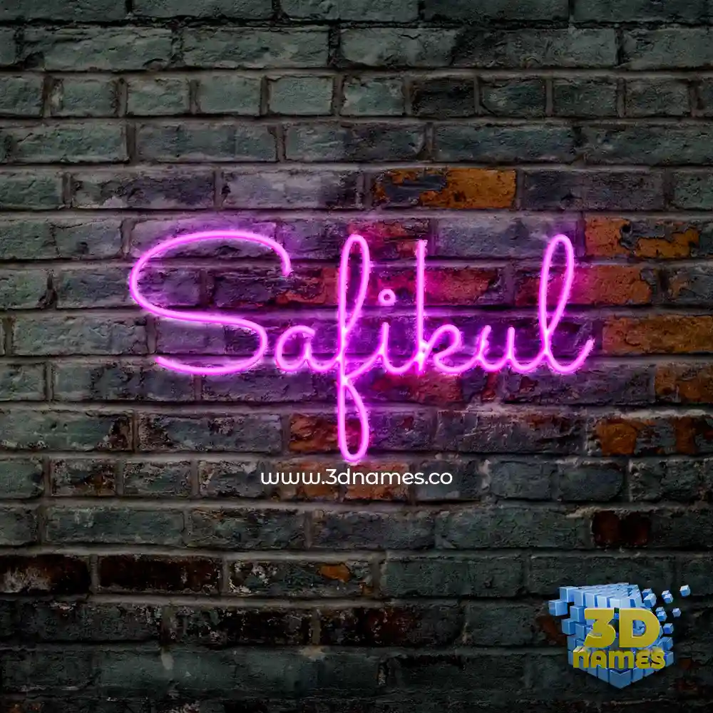 safikul in Pink Neon style - 3D name wallpaper