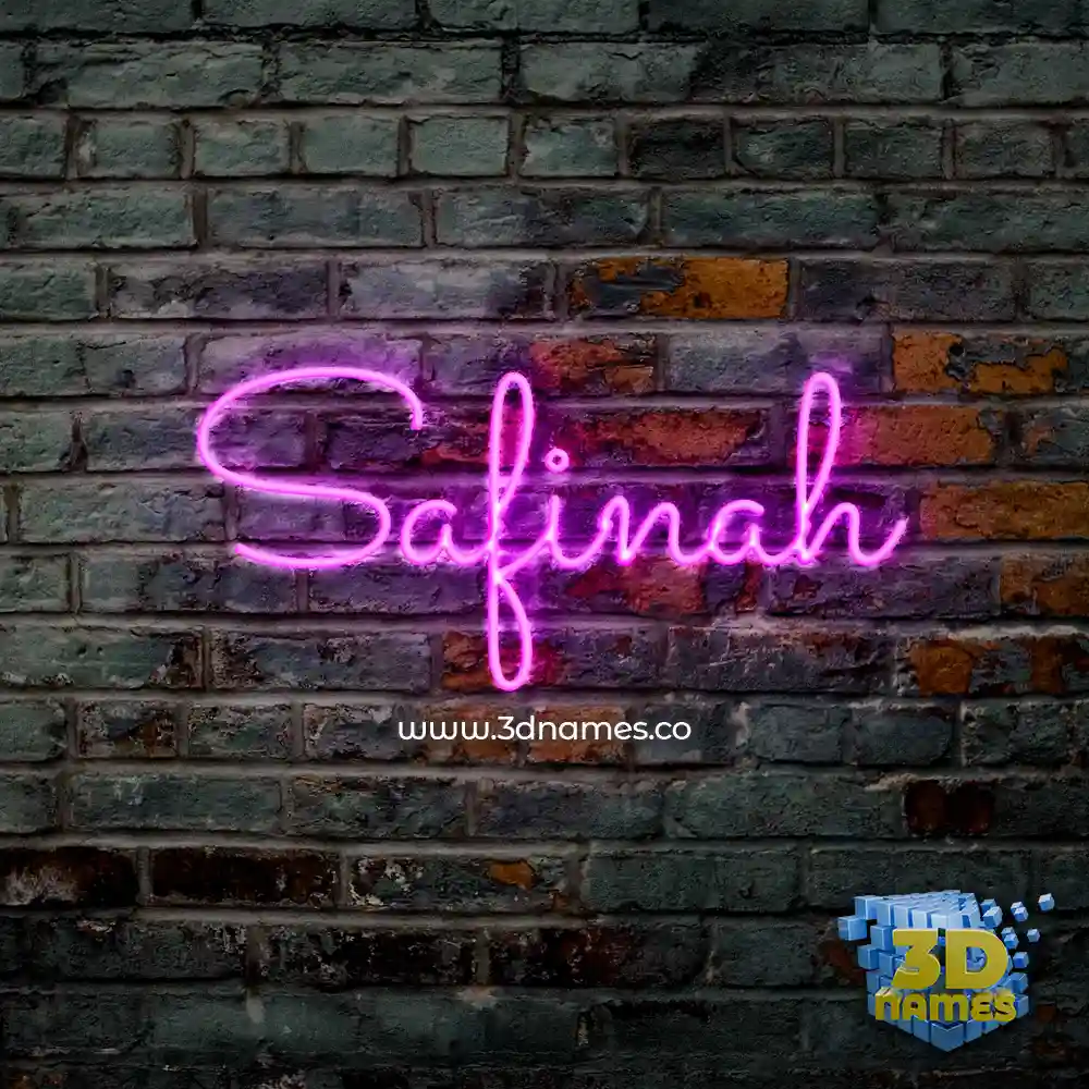 safinah in Pink Neon style - 3D name wallpaper