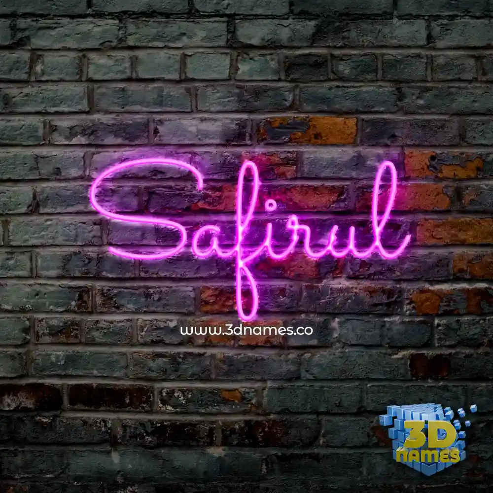 safirul in Pink Neon style - 3D name wallpaper