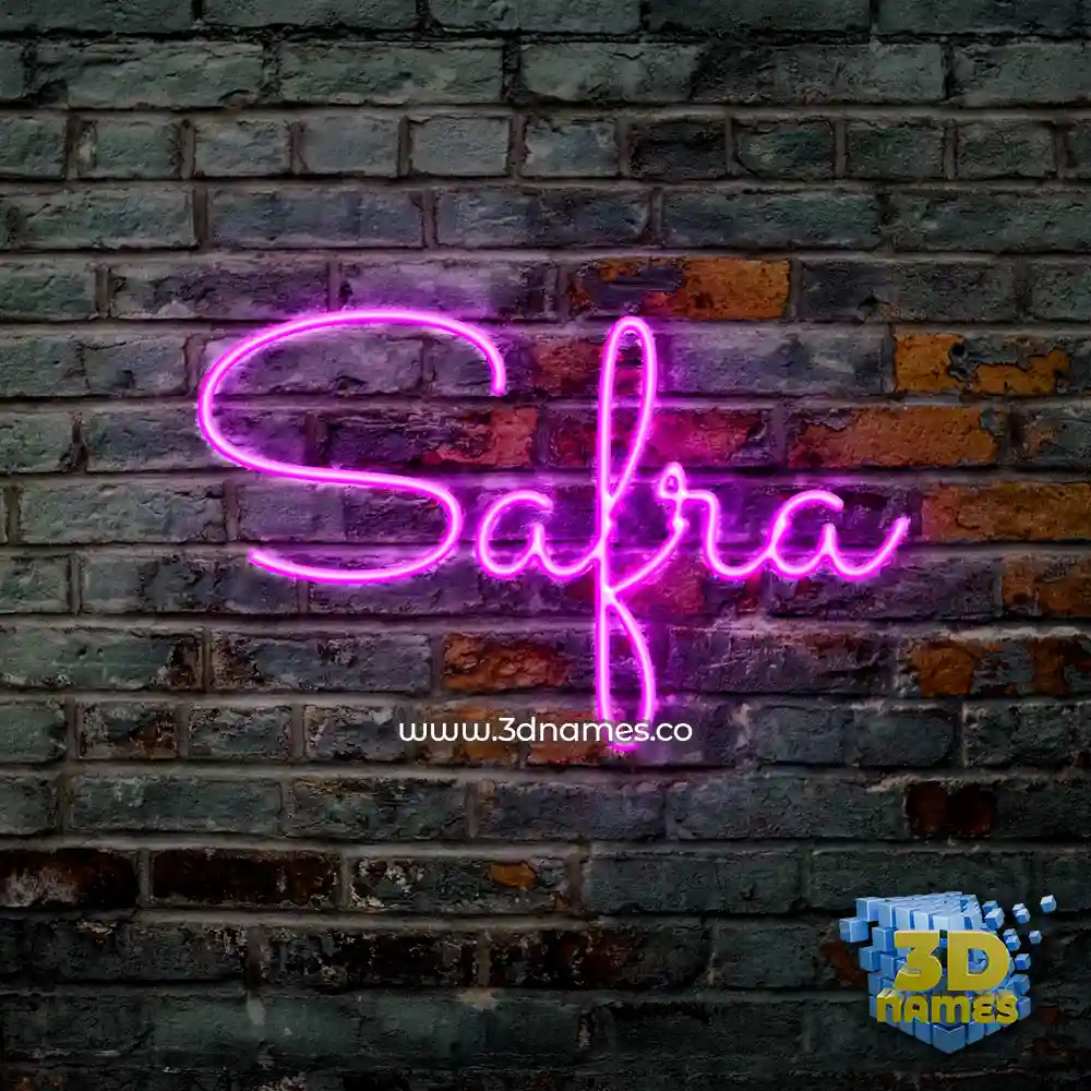 safra in Pink Neon style - 3D name wallpaper