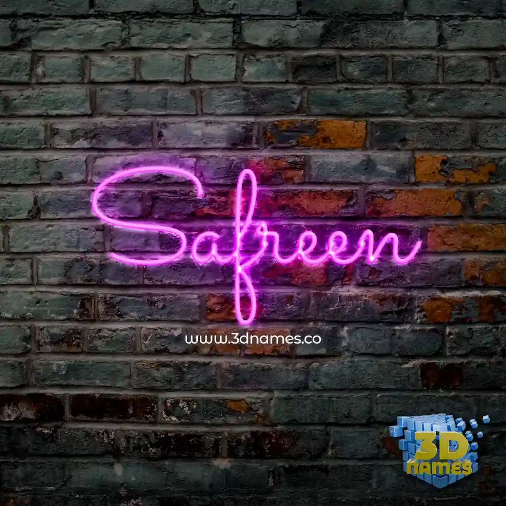 safreen in Pink Neon style - 3D name wallpaper