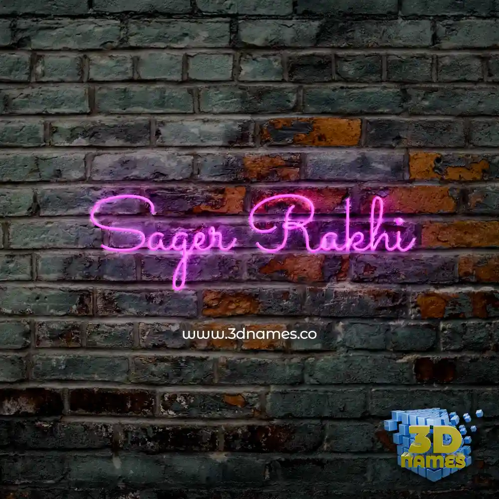 sager rakhi in Pink Neon style - 3D name wallpaper