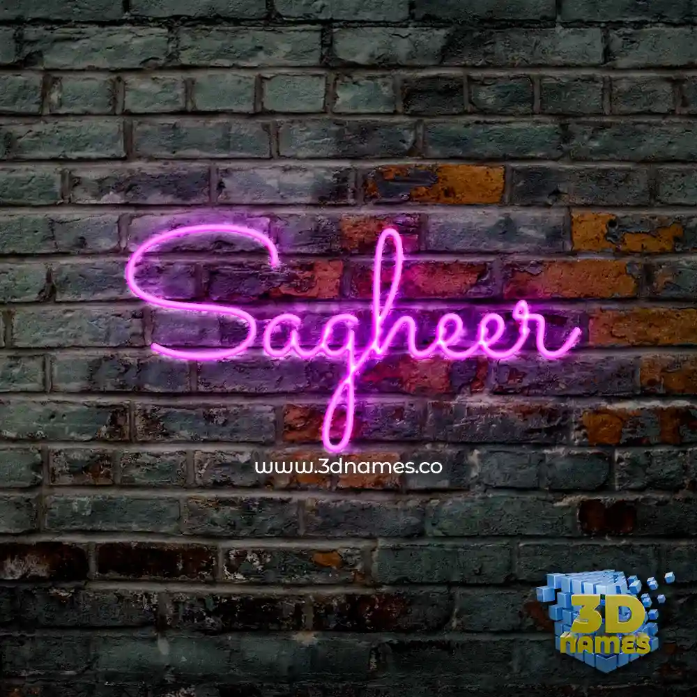 sagheer in Pink Neon style - 3D name wallpaper