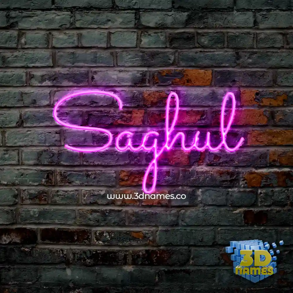 saghul in Pink Neon style - 3D name wallpaper