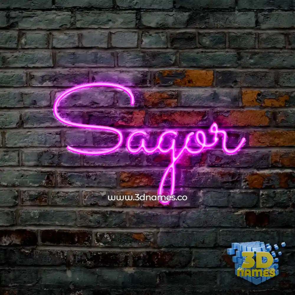 sagor in Pink Neon style - 3D name wallpaper
