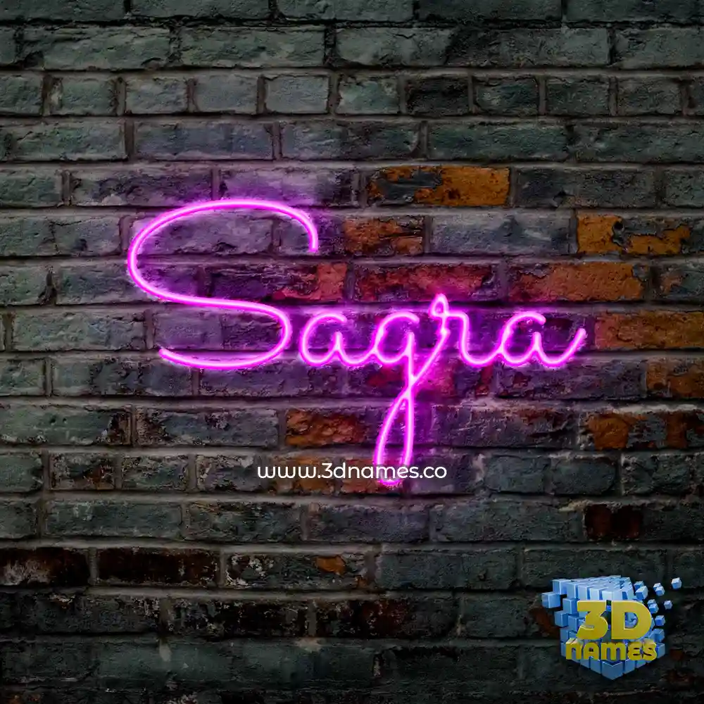 sagra in Pink Neon style - 3D name wallpaper