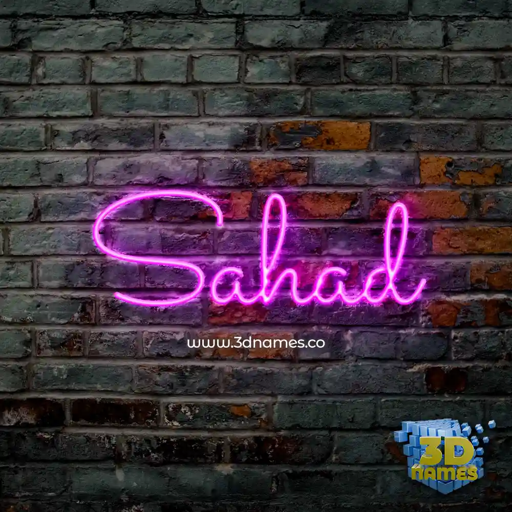 sahad in Pink Neon style - 3D name wallpaper