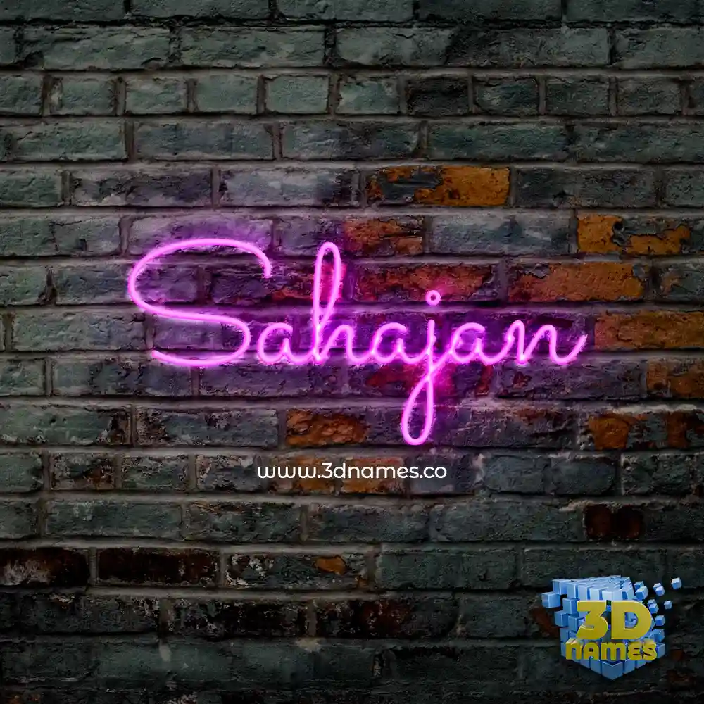 sahajan in Pink Neon style - 3D name wallpaper