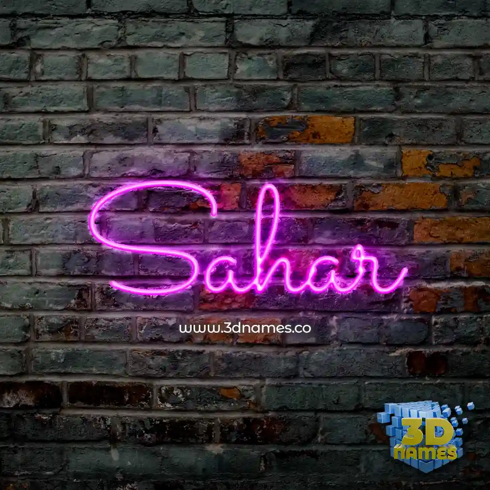 sahar in Pink Neon style - 3D name wallpaper