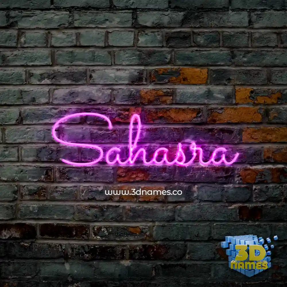 sahasra in Pink Neon style - 3D name wallpaper