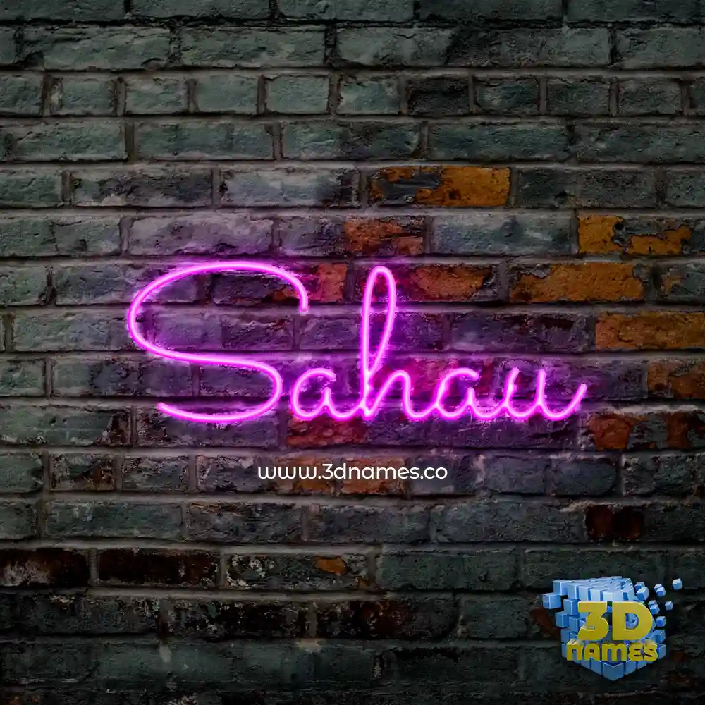 sahau in Pink Neon style - 3D name wallpaper
