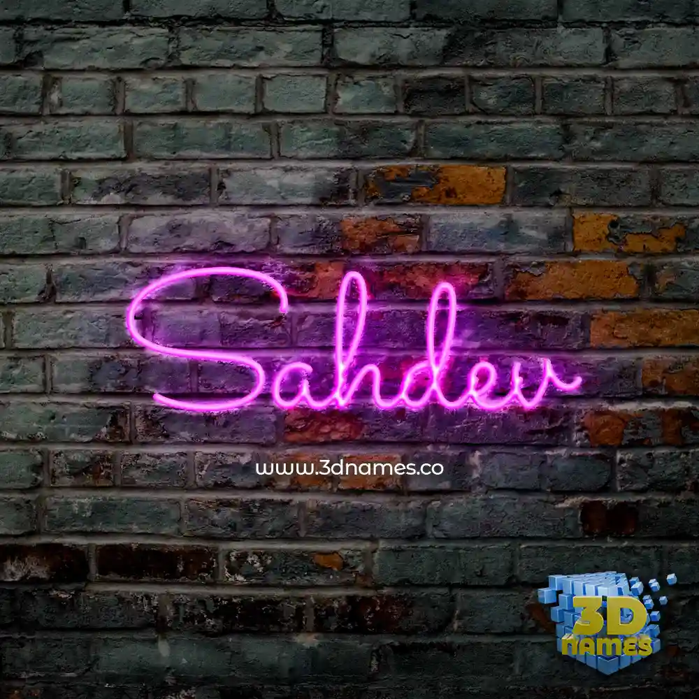 sahdev in Pink Neon style - 3D name wallpaper