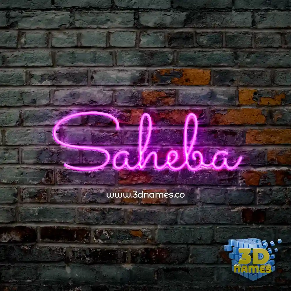 saheba in Pink Neon style - 3D name wallpaper