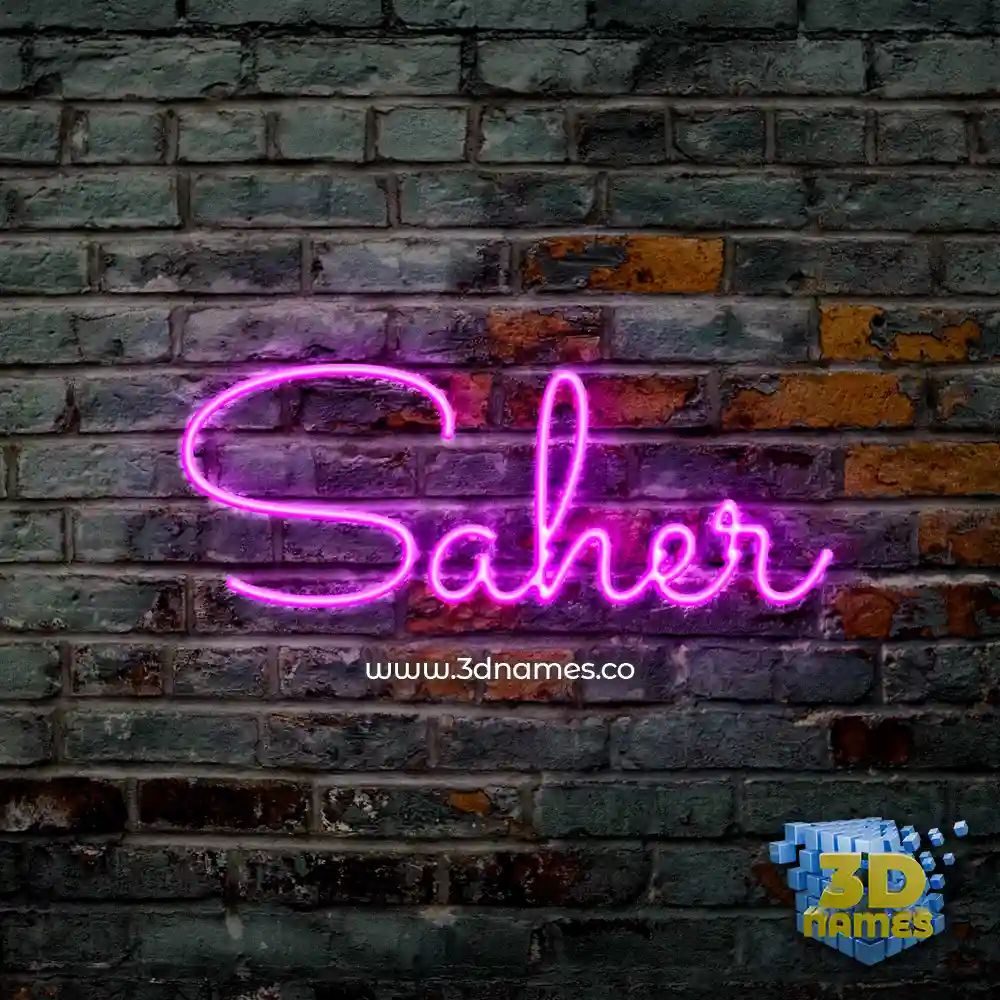 saher in Pink Neon style - 3D name wallpaper