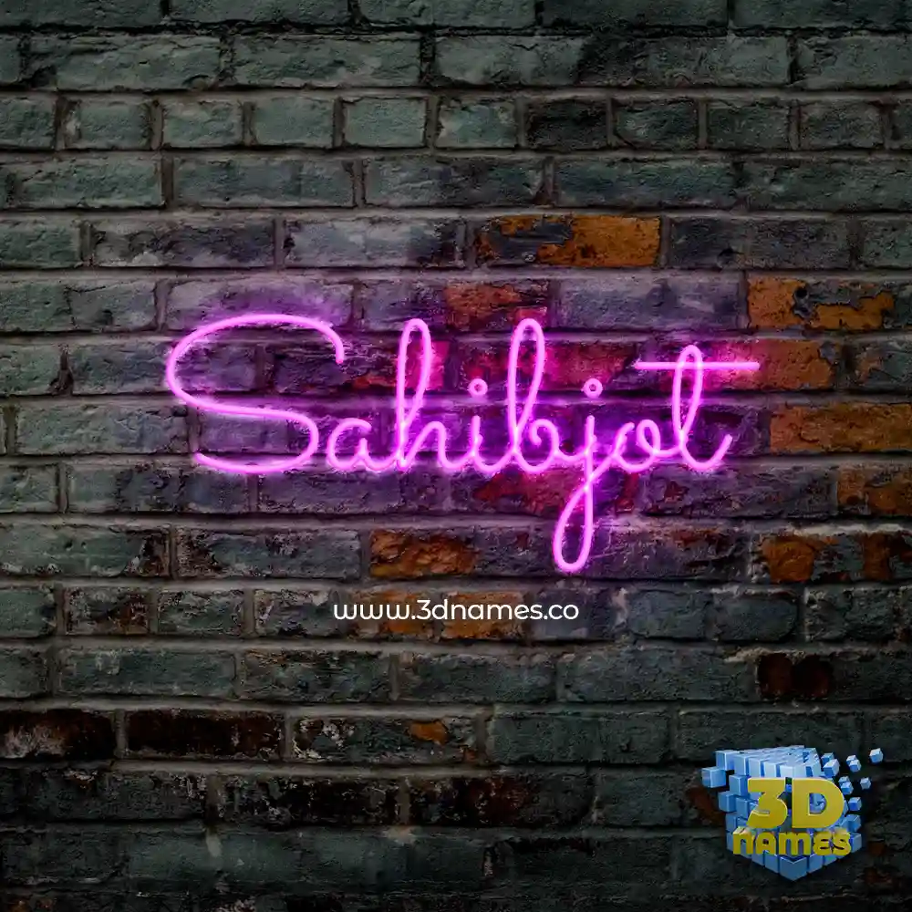 sahibjot in Pink Neon style - 3D name wallpaper