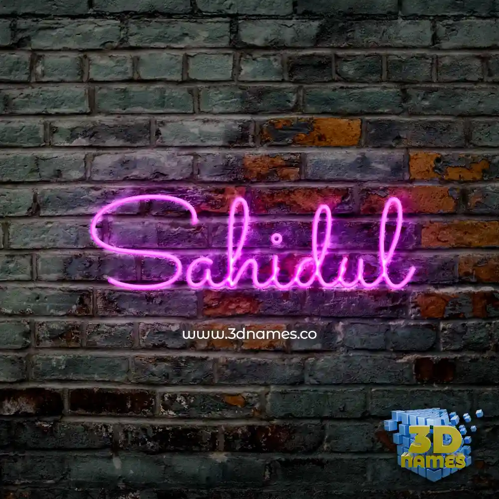 sahidul in Pink Neon style - 3D name wallpaper