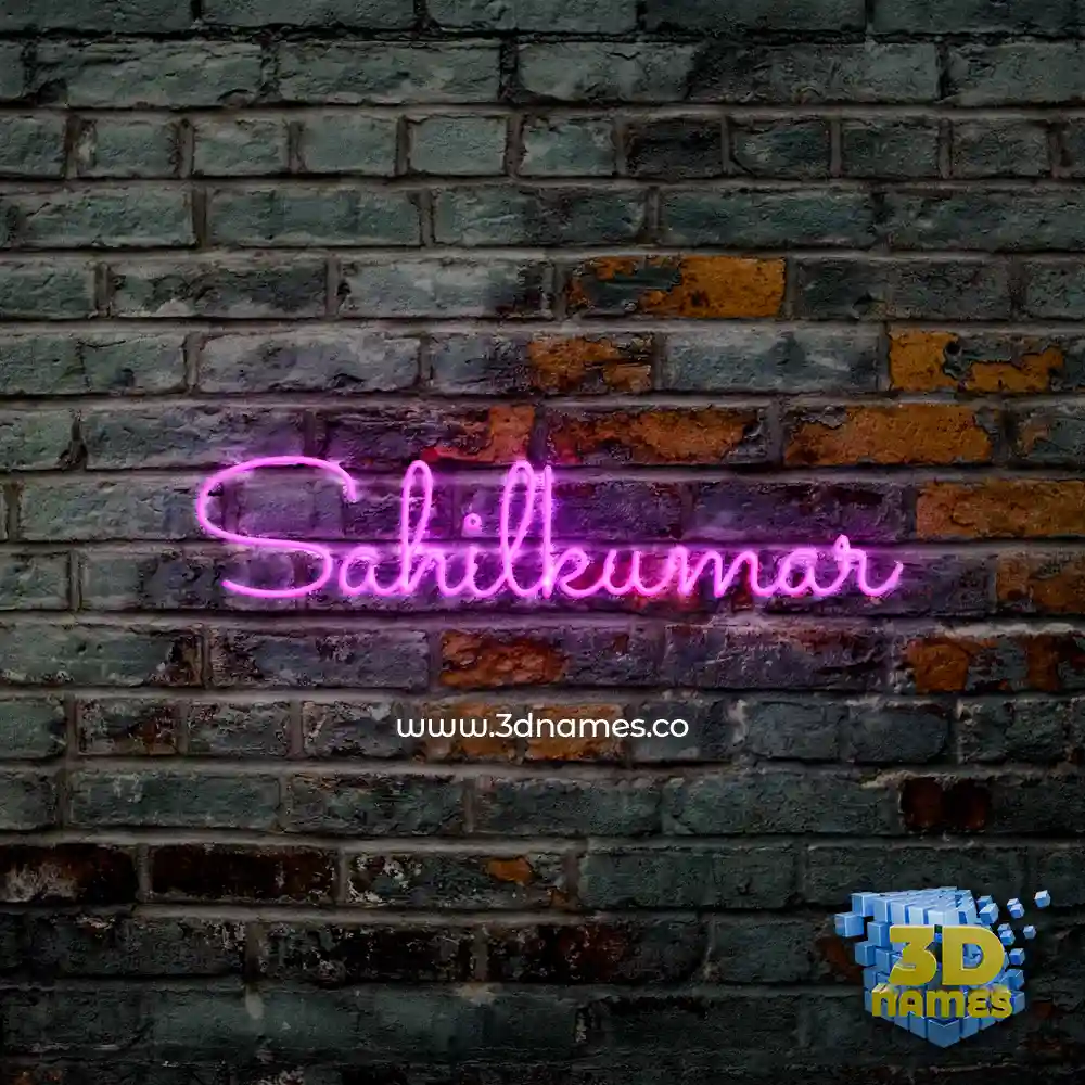 sahilkumar in Pink Neon style - 3D name wallpaper