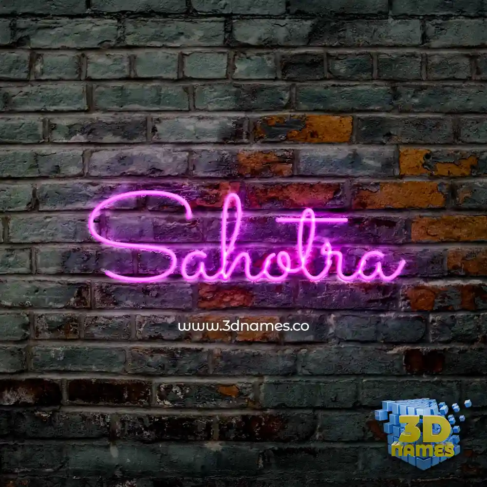 sahotra in Pink Neon style - 3D name wallpaper