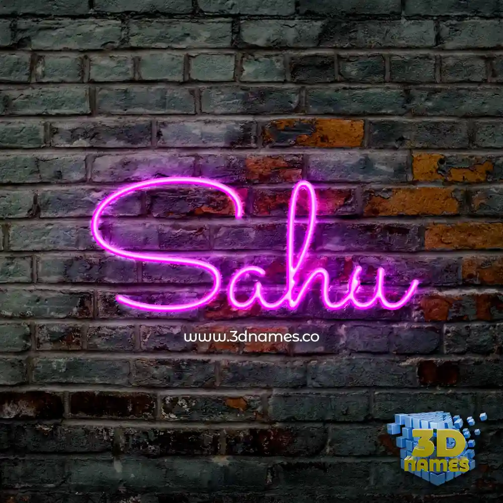 sahu in Pink Neon style - 3D name wallpaper