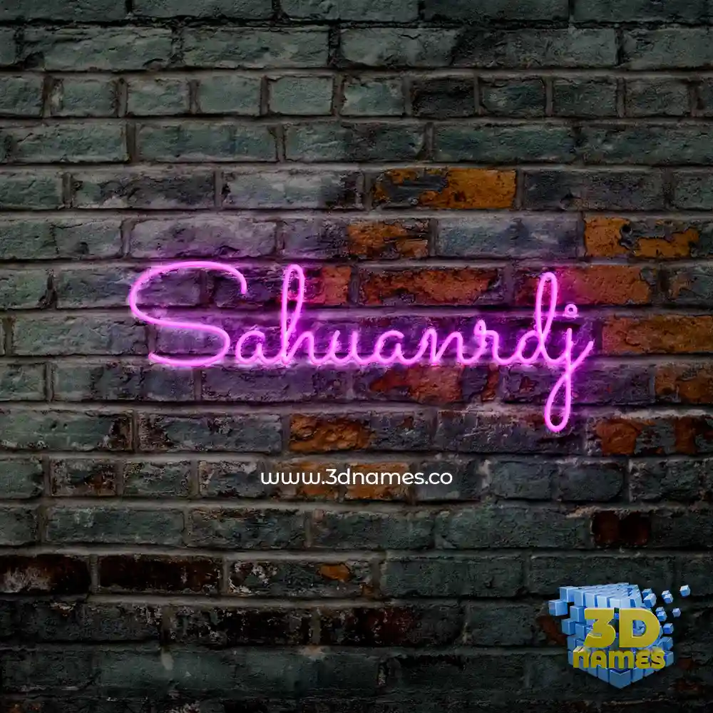 sahuanrdj in Pink Neon style - 3D name wallpaper
