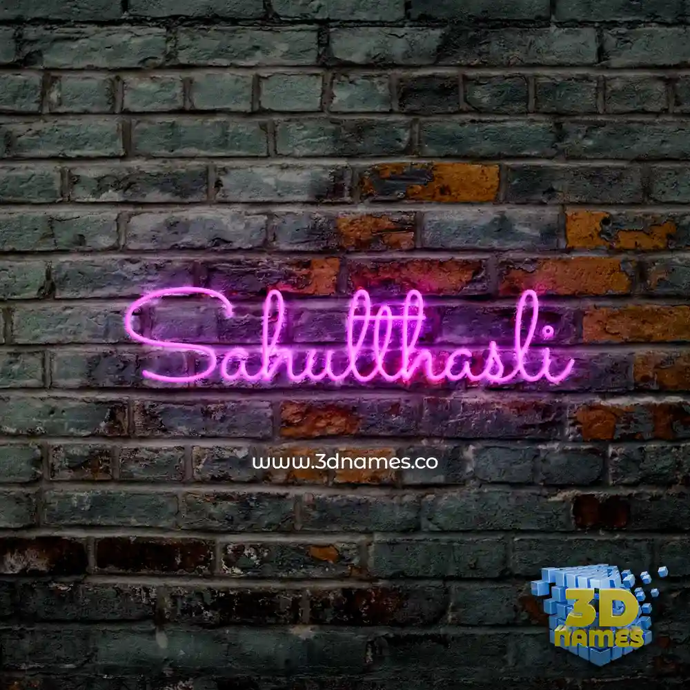 sahulthasli in Pink Neon style - 3D name wallpaper