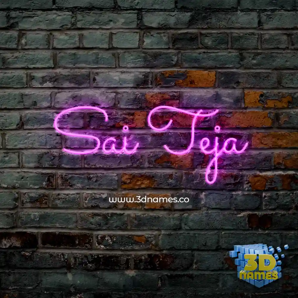 sai teja in Pink Neon style - 3D name wallpaper
