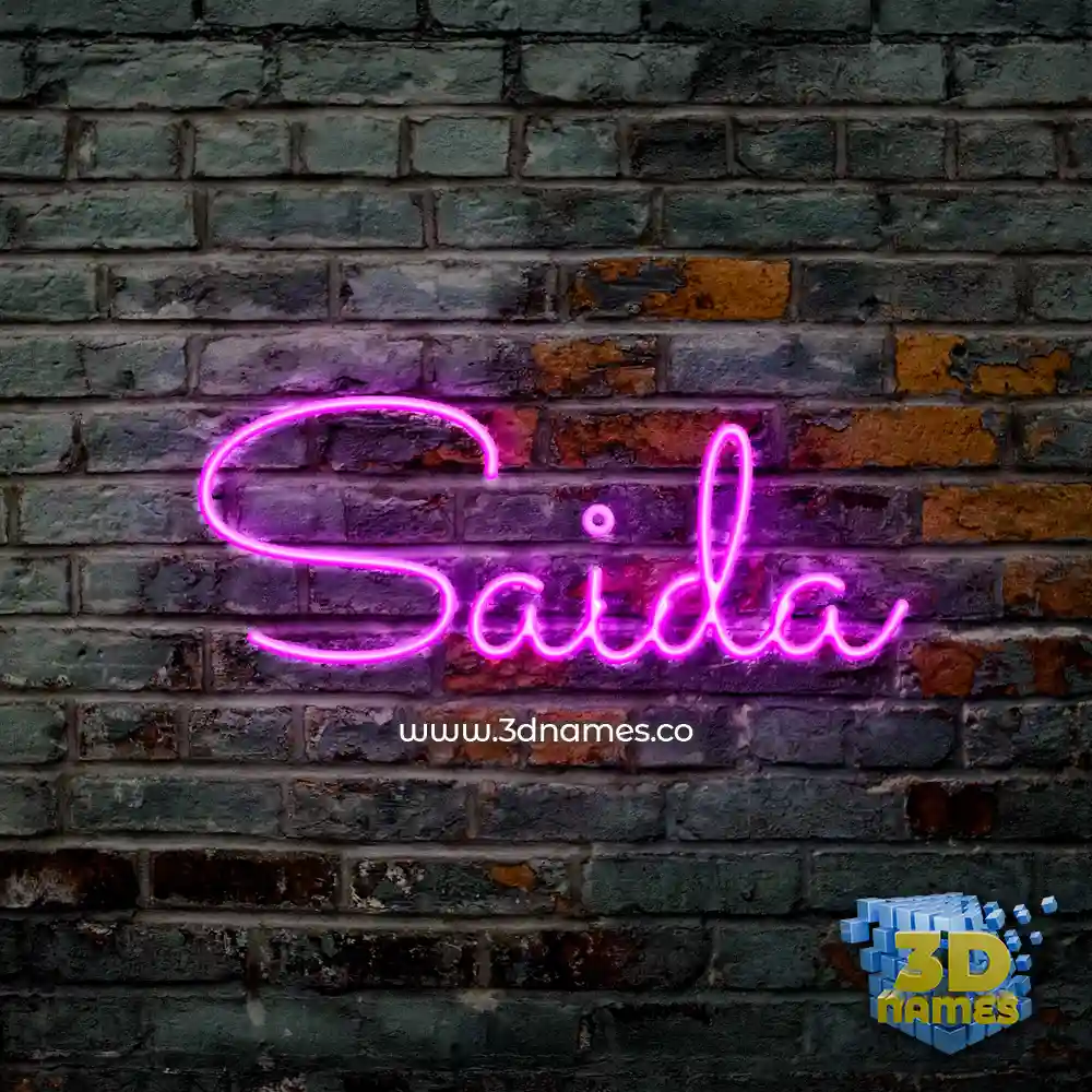 saida in Pink Neon style - 3D name wallpaper