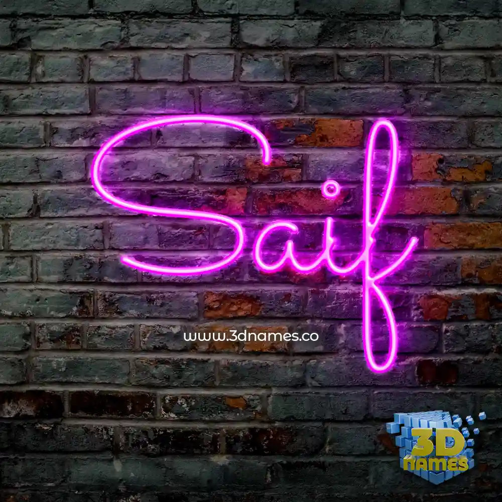 saif in Pink Neon style - 3D name wallpaper