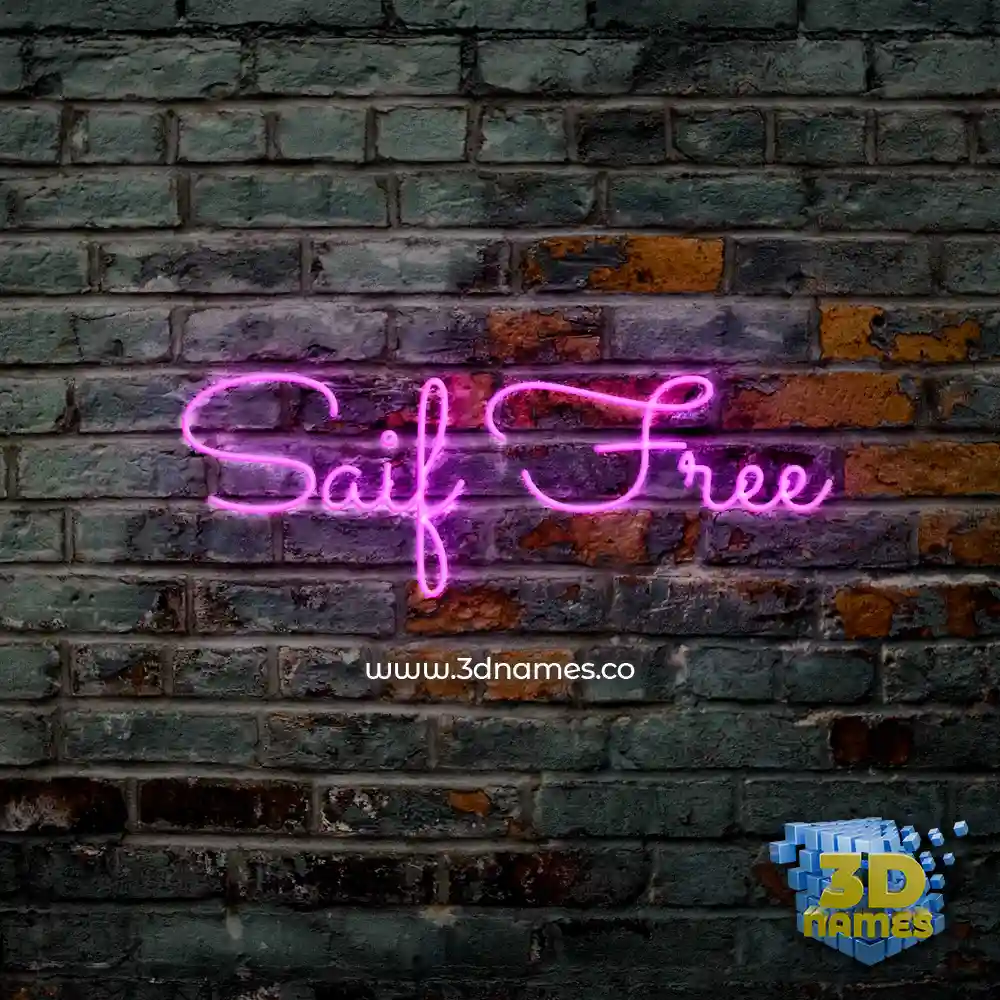 saif free in Pink Neon style - 3D name wallpaper