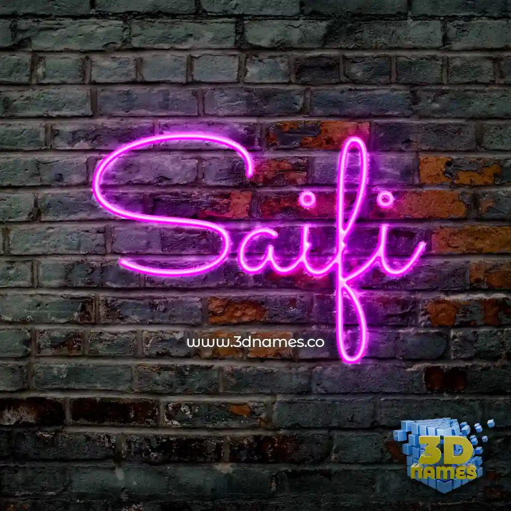 saifi in Pink Neon style - 3D name wallpaper