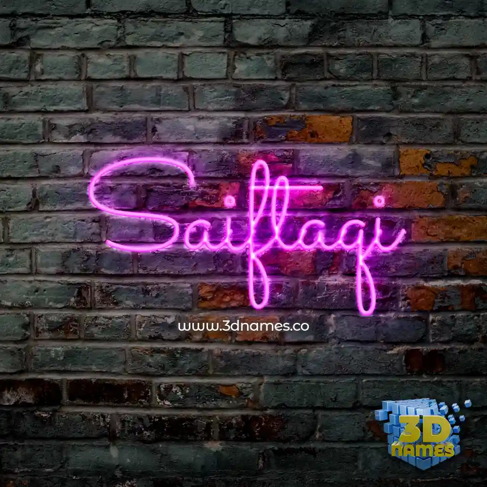 saiftaqi in Pink Neon style - 3D name wallpaper