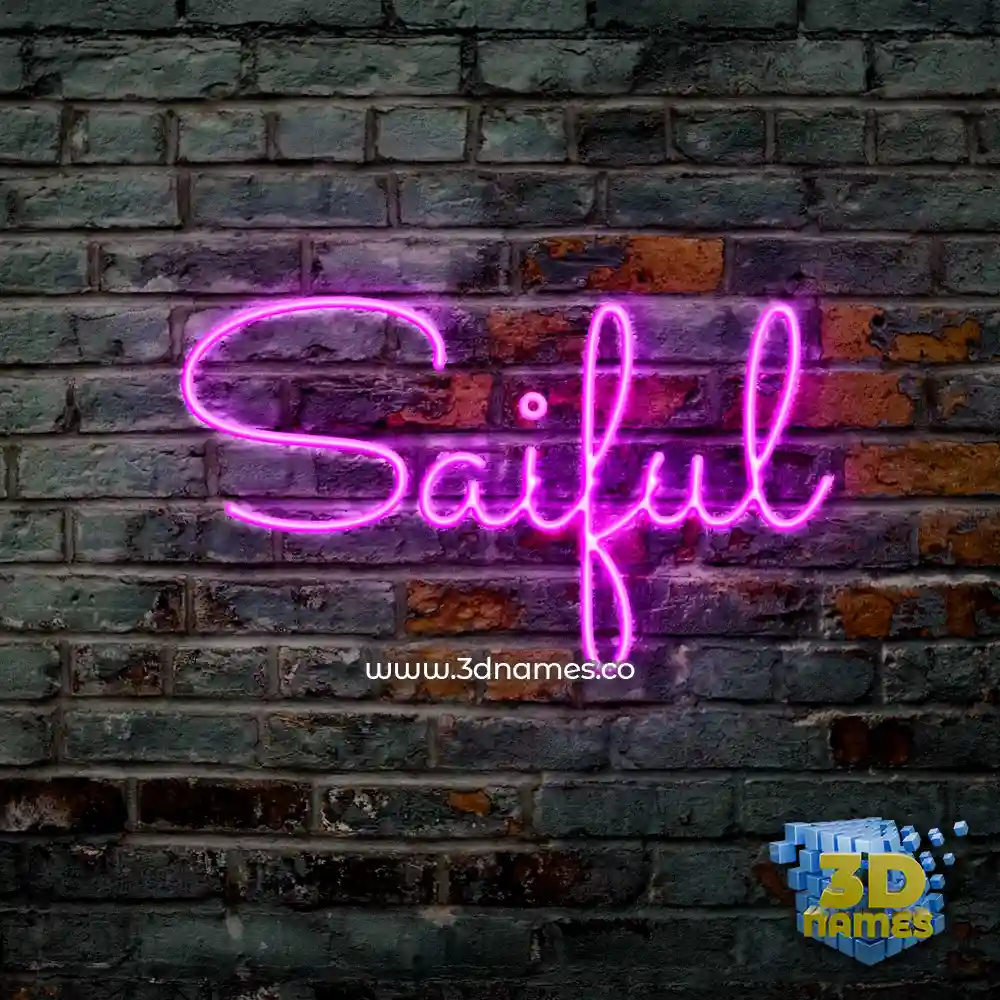 saiful in Pink Neon style - 3D name wallpaper