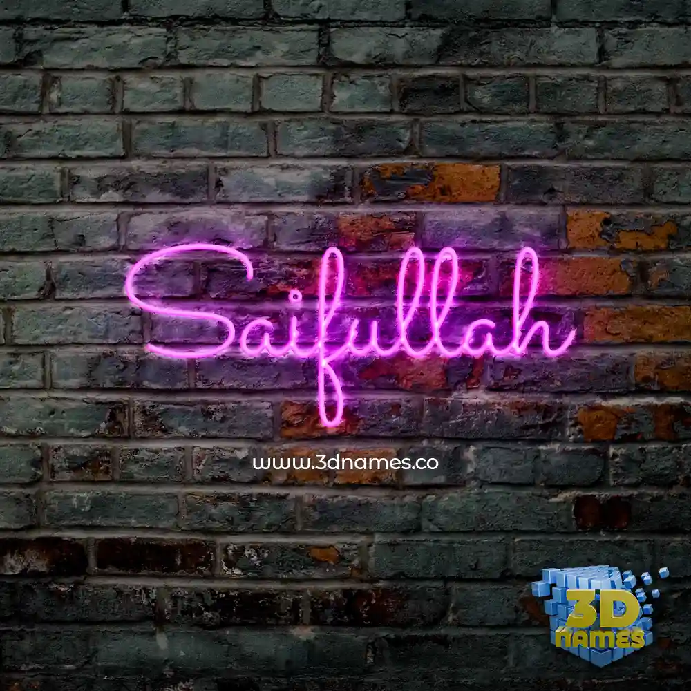 saifullah in Pink Neon style - 3D name wallpaper