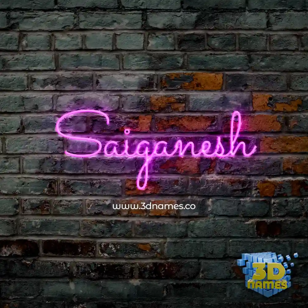 saiganesh in Pink Neon style - 3D name wallpaper