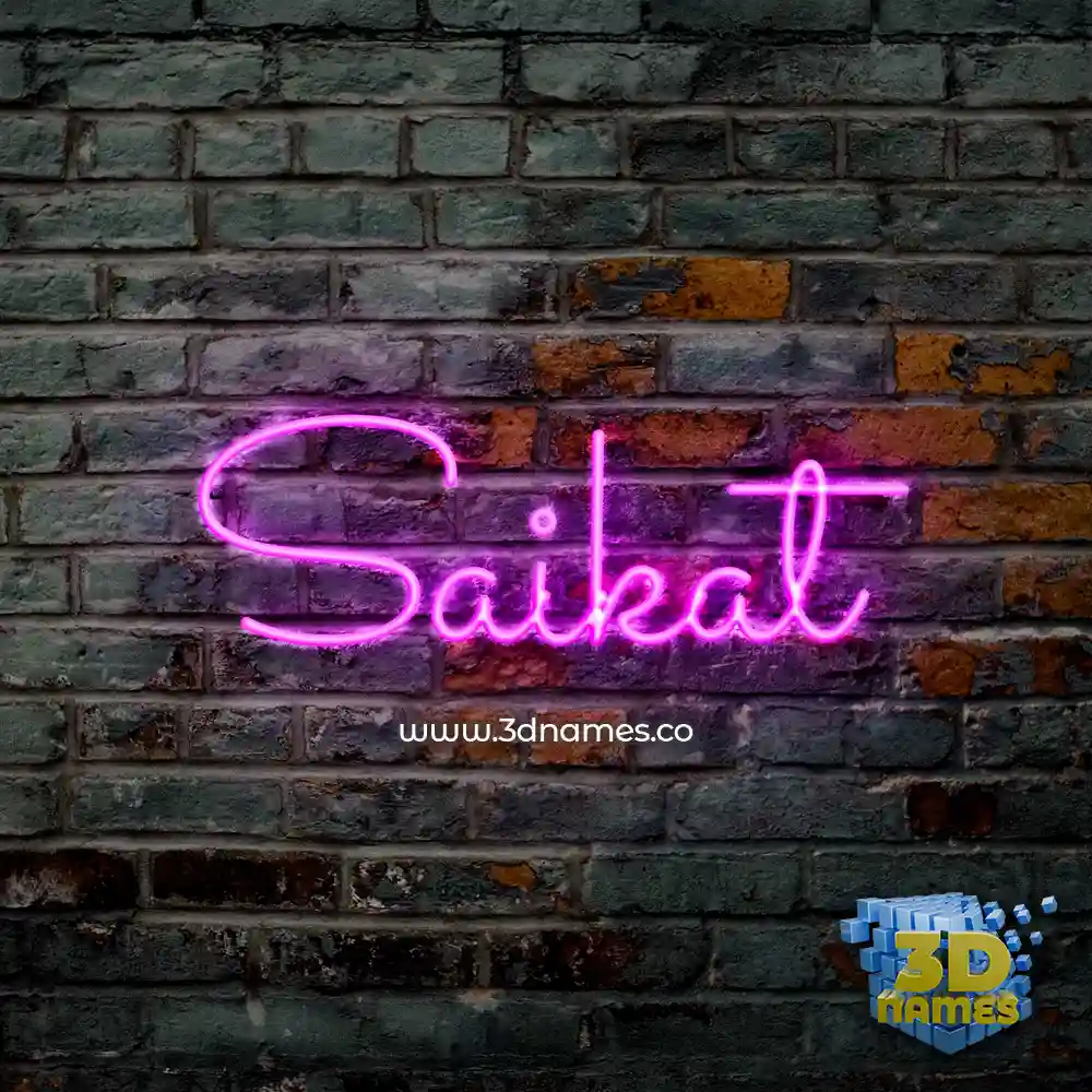 saikat in Pink Neon style - 3D name wallpaper