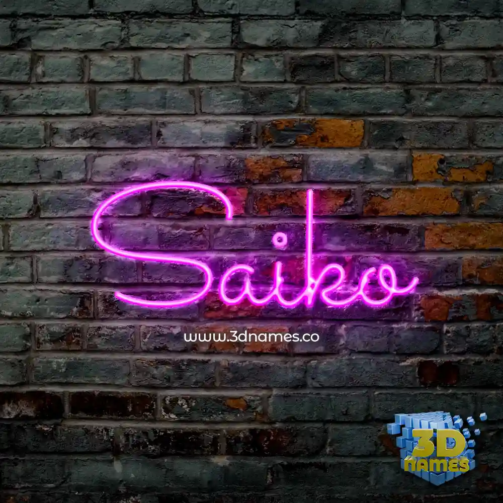 saiko in Pink Neon style - 3D name wallpaper
