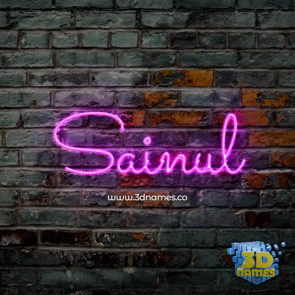 sainul in Pink Neon style - 3D name wallpaper