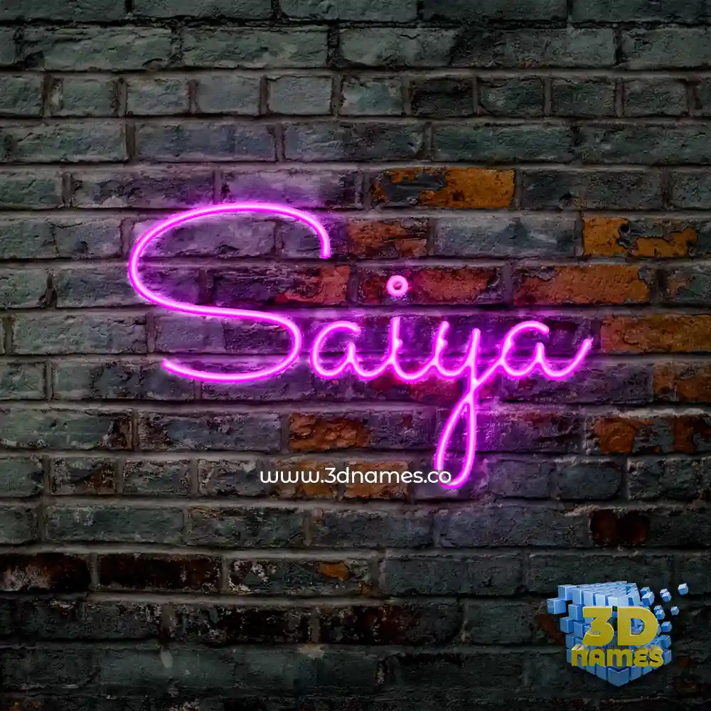 saiya in Pink Neon style - 3D name wallpaper