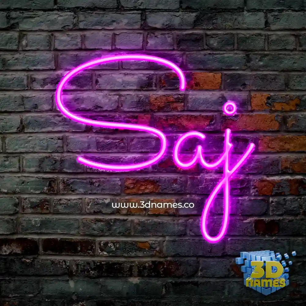 saj in Pink Neon style - 3D name wallpaper