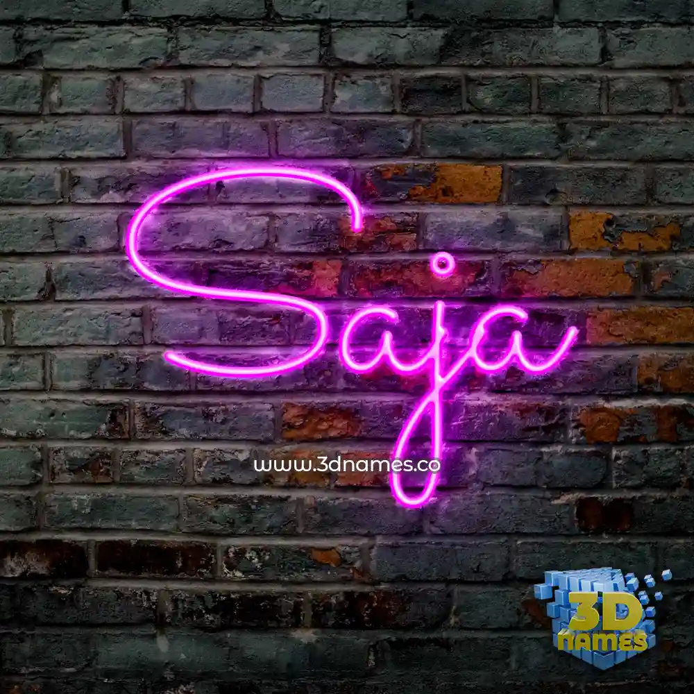 saja in Pink Neon style - 3D name wallpaper