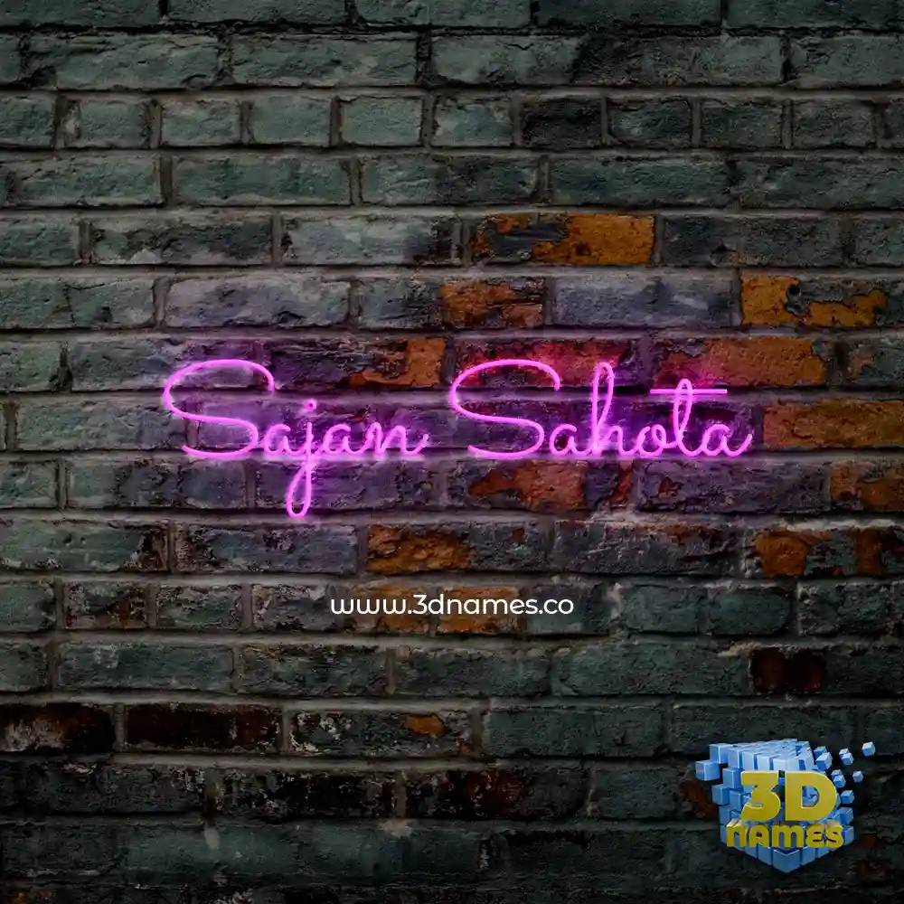 sajan sahota in Pink Neon style - 3D name wallpaper