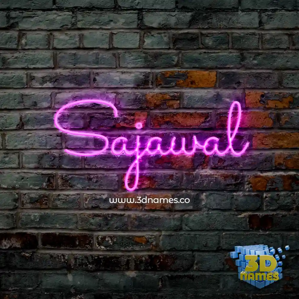 sajawal in Pink Neon style - 3D name wallpaper