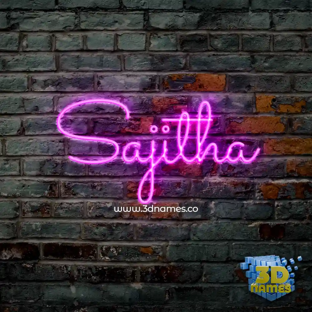 sajitha in Pink Neon style - 3D name wallpaper