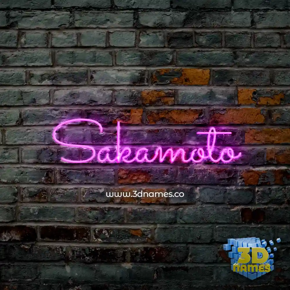 sakamoto in Pink Neon style - 3D name wallpaper