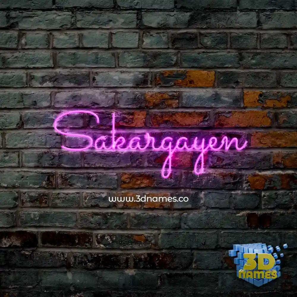 sakargayen in Pink Neon style - 3D name wallpaper