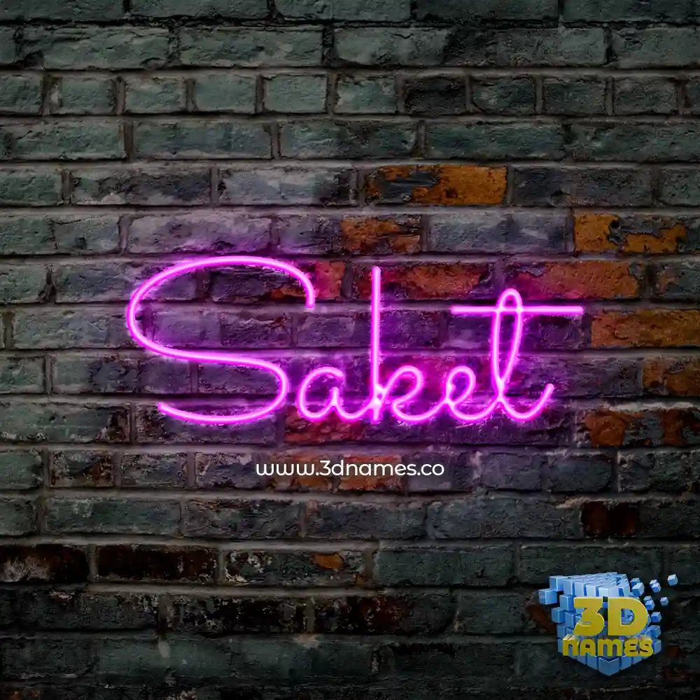 saket in Pink Neon style - 3D name wallpaper